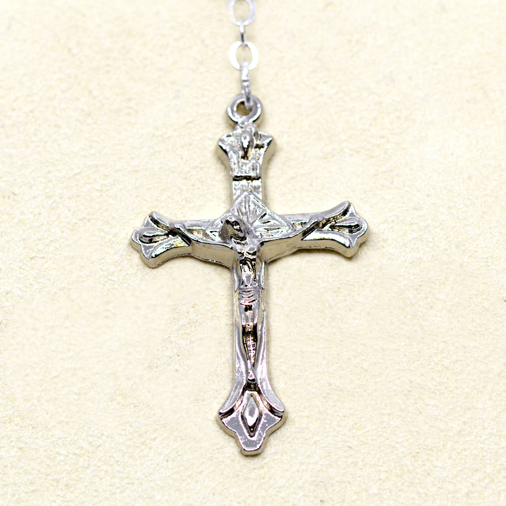 Natural dark wood rosary - Saint Anne medal