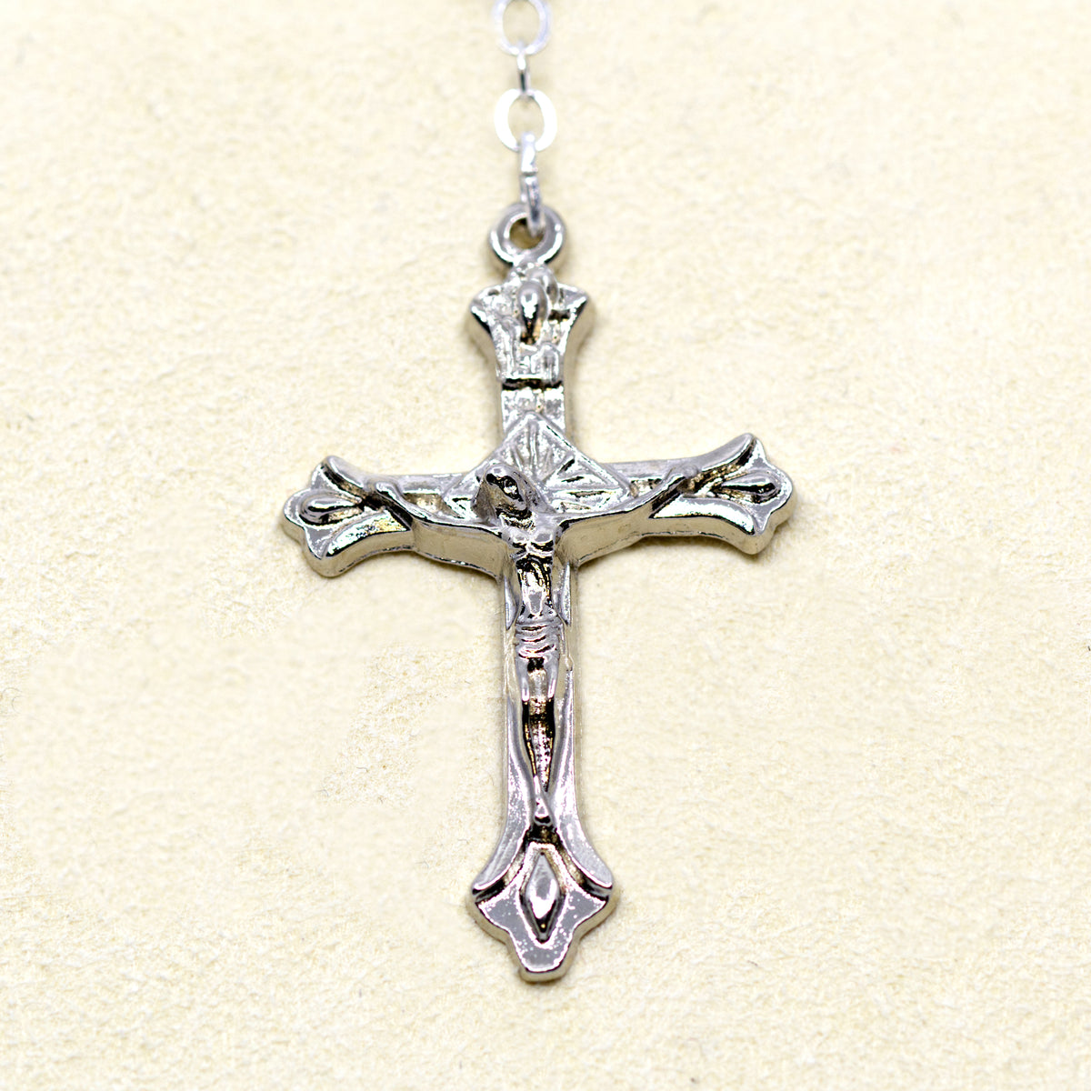 Natural dark wood rosary - Saint Anne medal