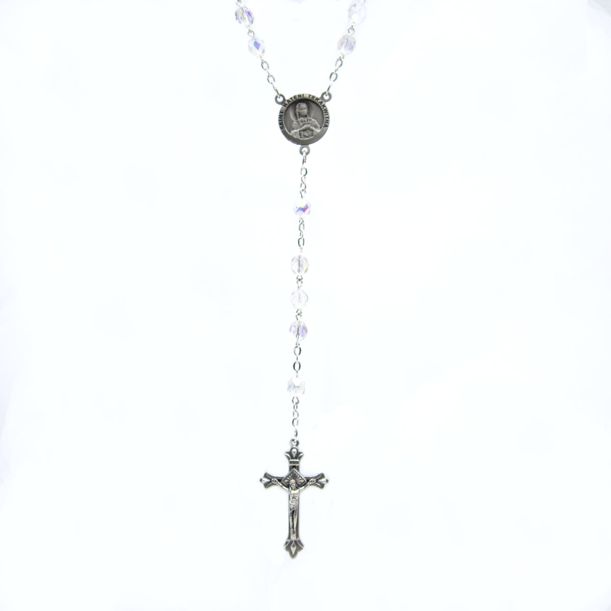 Chapelet cristal avec relique de sainte Kateri