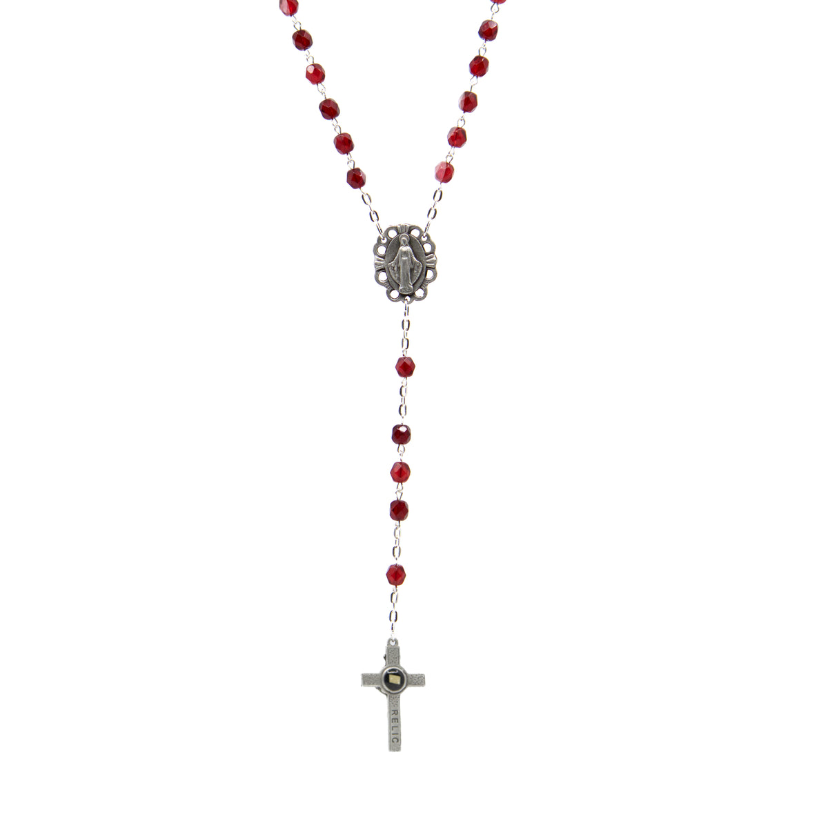 Chapelet rouge avec relique de Jérusalem