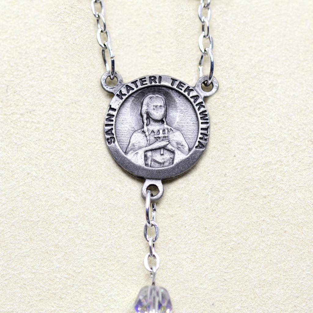 Chapelet cristal avec relique de sainte Kateri