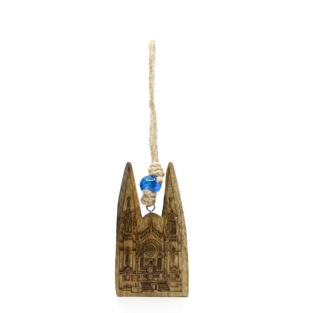 ORNEMENT BASILIQUE EN BOIS BILLE BLEU
